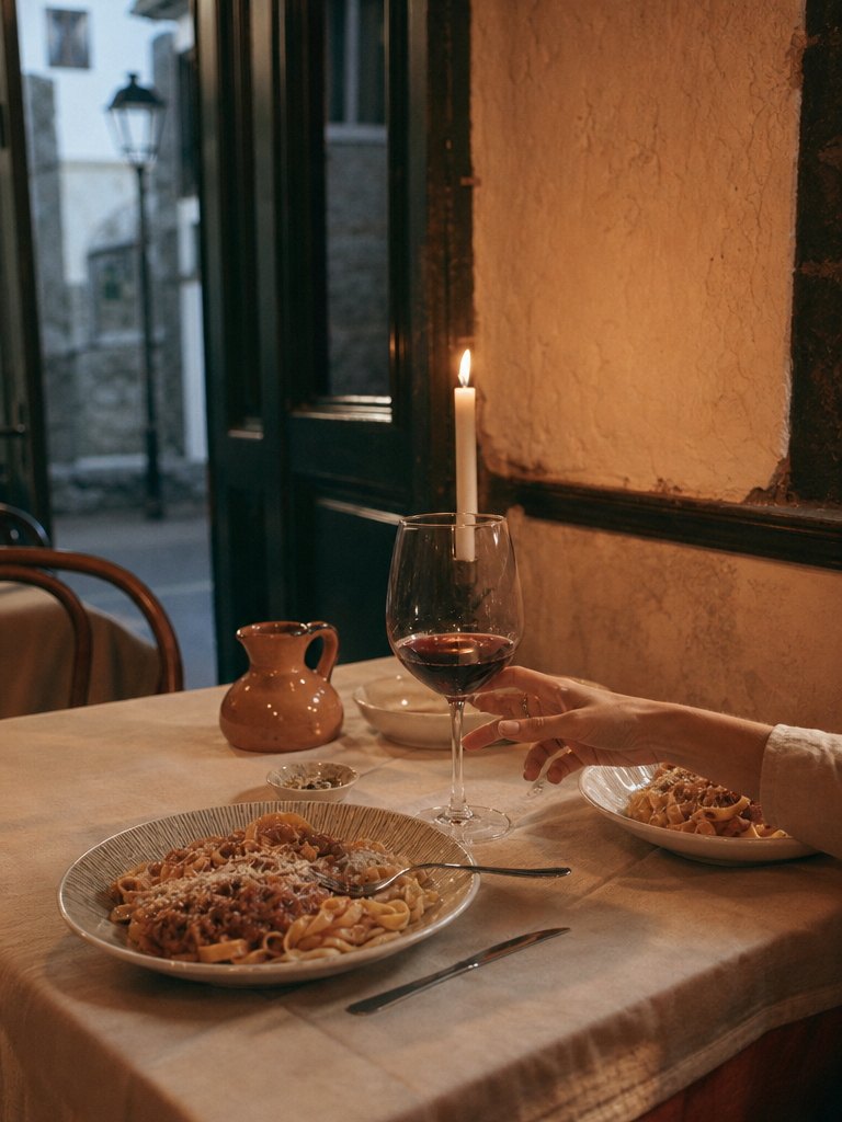 Mesa para dos a la luz de la vela en La Dolce Vita